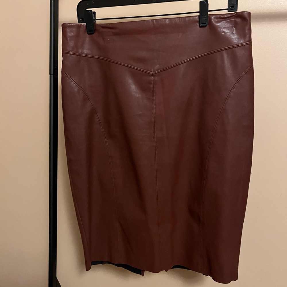 Express Brown Midi Leather Skirt
